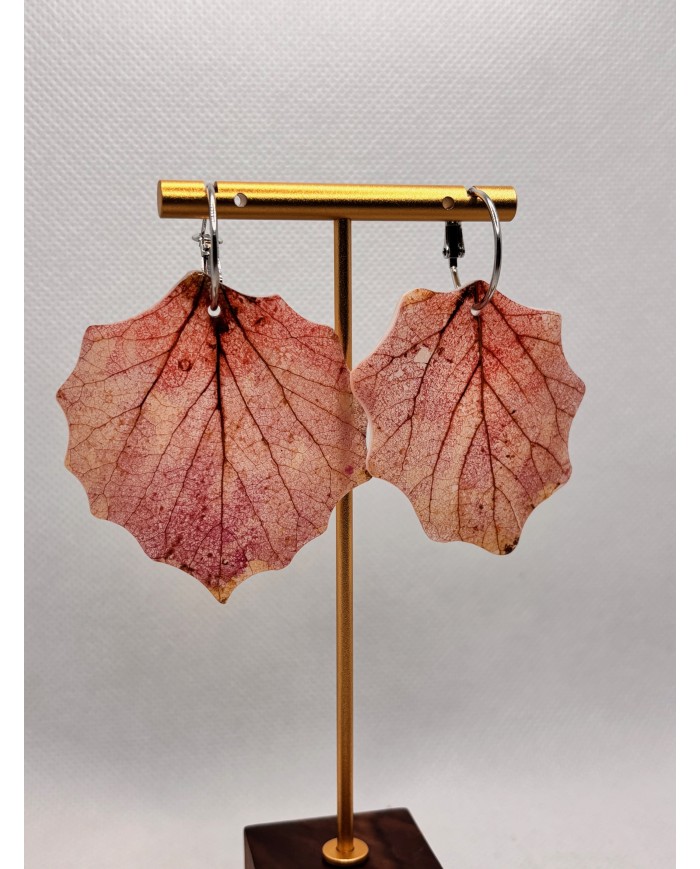 PENDIENTES ARTESANOS DE HOJA NATURAL ESQUELETIZADA