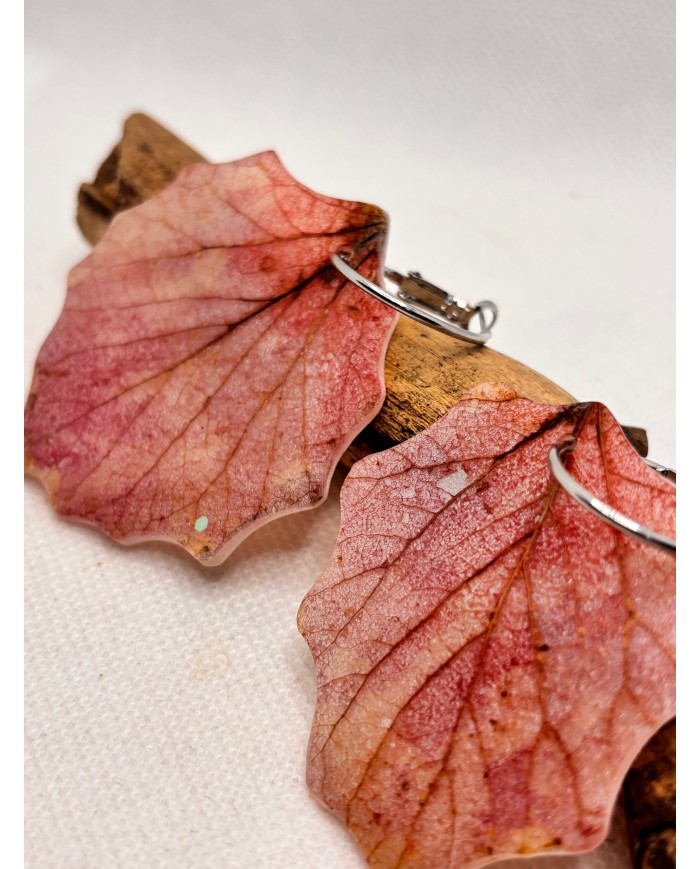 PENDIENTES ARTESANOS DE HOJA NATURAL ESQUELETIZADA