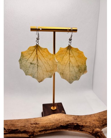 PENDIENTES ARTESANOS DE HOJA NATURAL ESQUELETIZADA