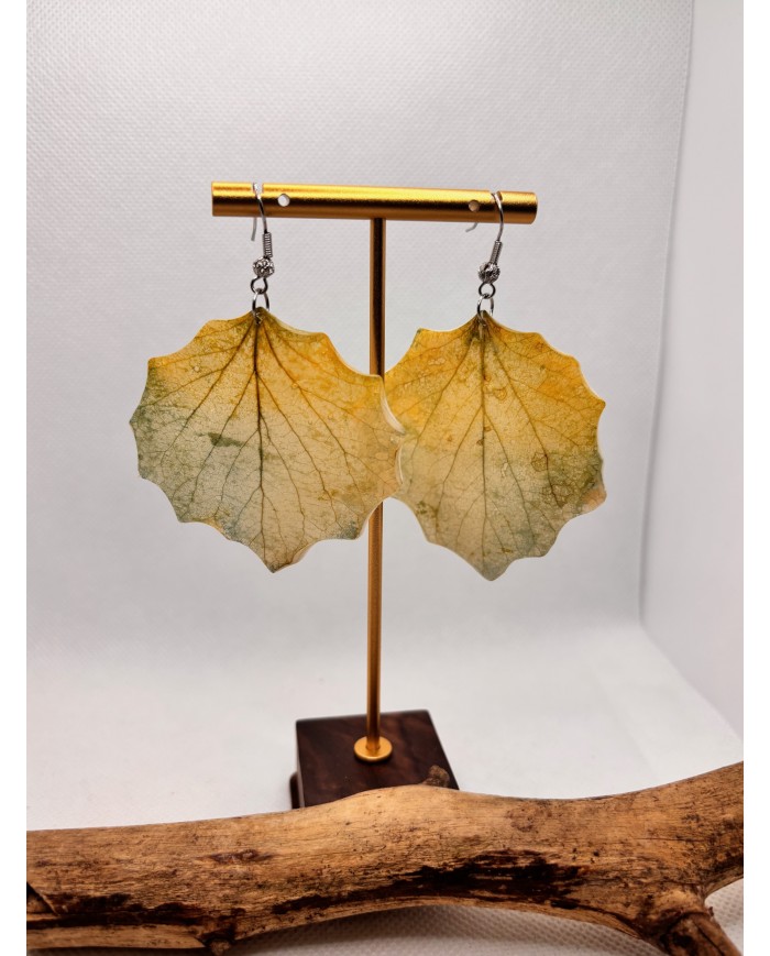 PENDIENTES ARTESANOS DE HOJA NATURAL ESQUELETIZADA