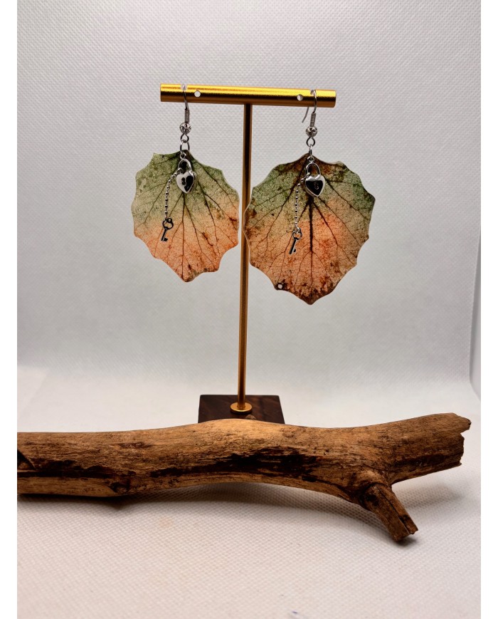 PENDIENTES ARTESANOS DE HOJA NATURAL