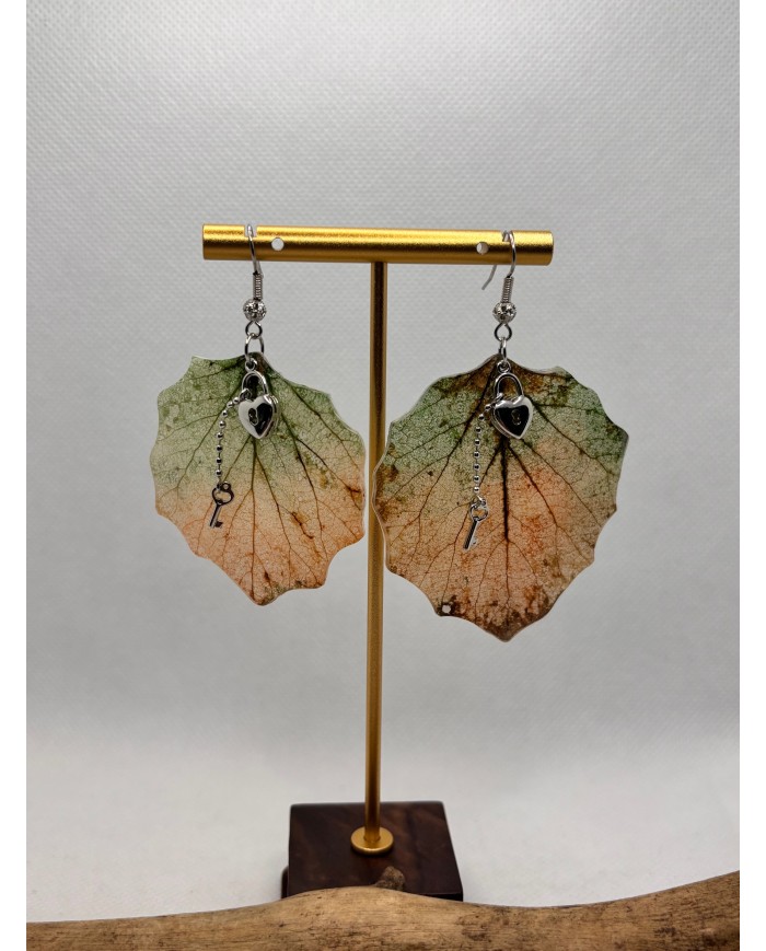 PENDIENTES ARTESANOS DE HOJA NATURAL