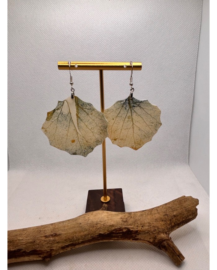PENDIENTES ARTESANOS DE HOJA  NATURAL ESQUELETIZADA