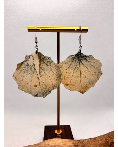 PENDIENTES ARTESANOS DE HOJA  NATURAL ESQUELETIZADA