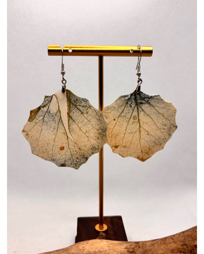 PENDIENTES ARTESANOS DE HOJA  NATURAL ESQUELETIZADA