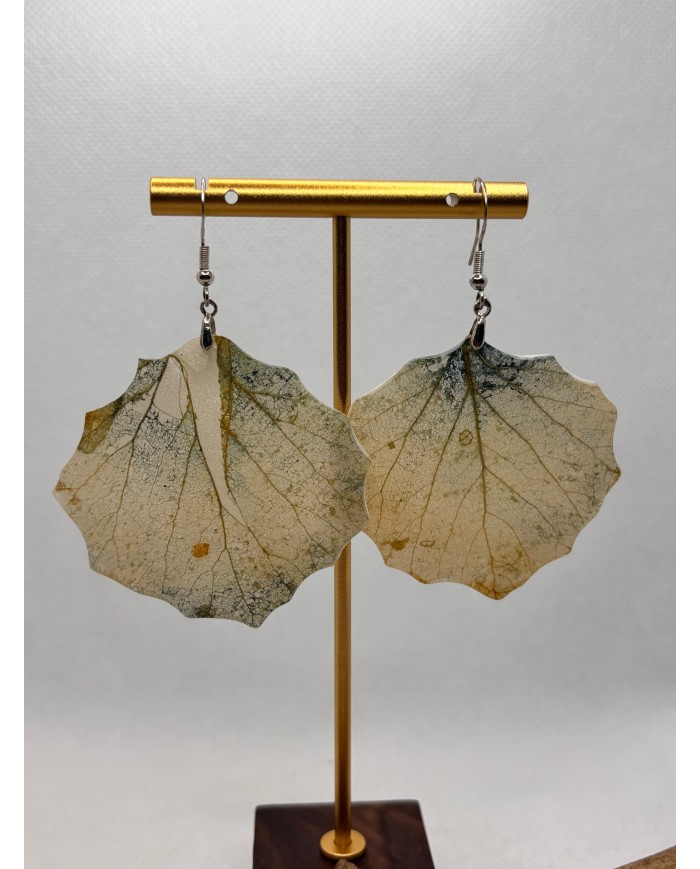 PENDIENTES ARTESANOS DE HOJA  NATURAL ESQUELETIZADA