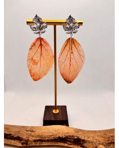 PENDIENTES ARTESANOS DE HOJA NATURAL ESQUELETIZADA