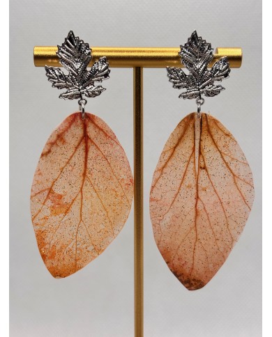 PENDIENTES ARTESANOS DE HOJA NATURAL ESQUELETIZADA