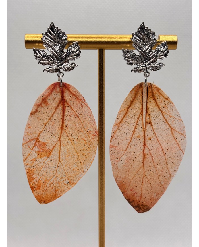 PENDIENTES ARTESANOS DE HOJA NATURAL ESQUELETIZADA