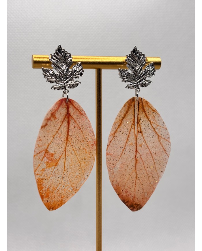 PENDIENTES ARTESANOS DE HOJA NATURAL ESQUELETIZADA