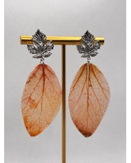 PENDIENTES ARTESANOS DE HOJA NATURAL ESQUELETIZADA
