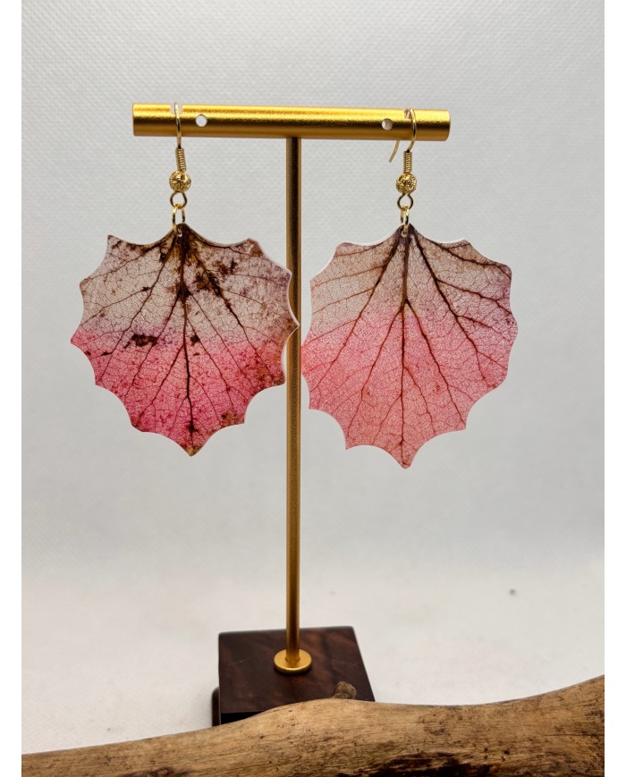 EDICIÓN LIMITADA pendientes artesanos de hoja natural esqueletizada