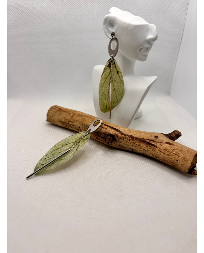 EDICIÓN LIMITADA pendientes artesanos de hoja natural esqueletizada