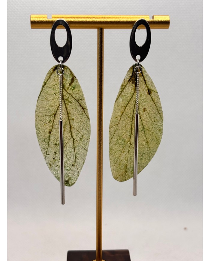 EDICIÓN LIMITADA pendientes artesanos de hoja natural esqueletizada
