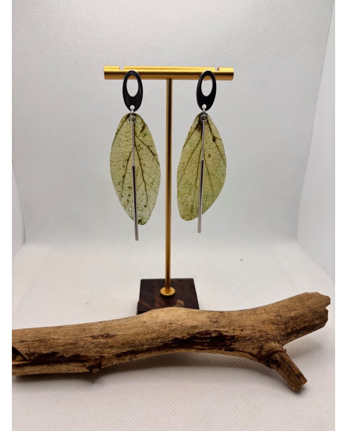 EDICIÓN LIMITADA pendientes artesanos de hoja natural esqueletizada