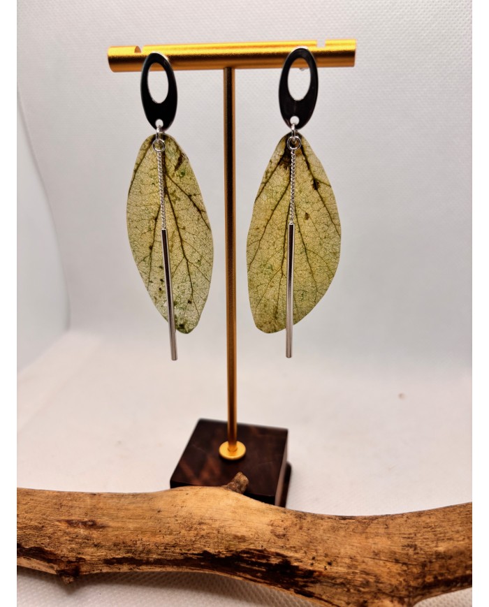 EDICIÓN LIMITADA pendientes artesanos de hoja natural esqueletizada