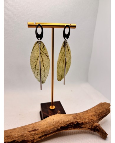 EDICIÓN LIMITADA pendientes artesanos de hoja natural esqueletizada