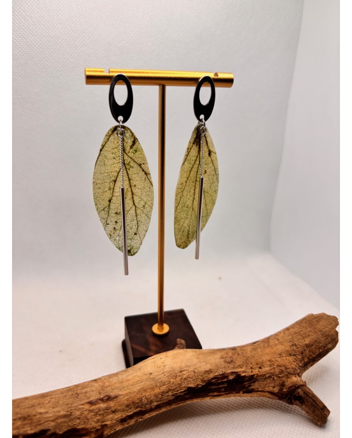 EDICIÓN LIMITADA pendientes artesanos de hoja natural esqueletizada