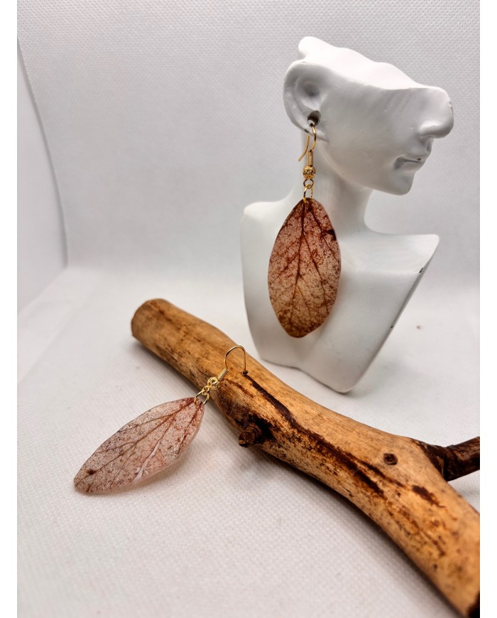 EDICIÓN LIMITADA pendientes artesanos de hoja natural esqueletizada