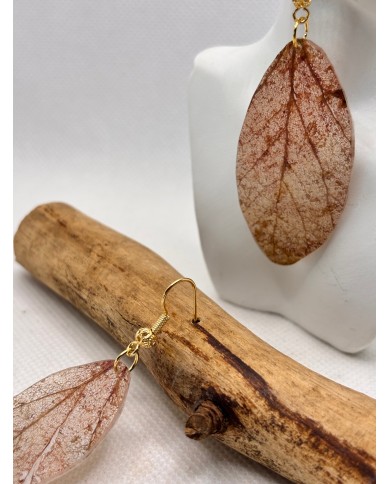 EDICIÓN LIMITADA pendientes artesanos de hoja natural esqueletizada