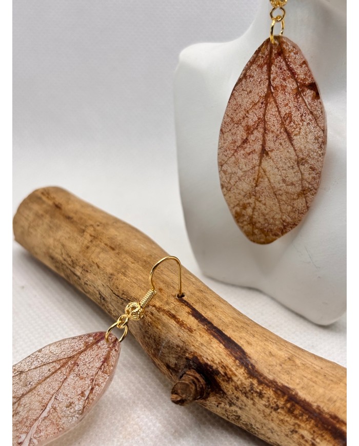 EDICIÓN LIMITADA pendientes artesanos de hoja natural esqueletizada