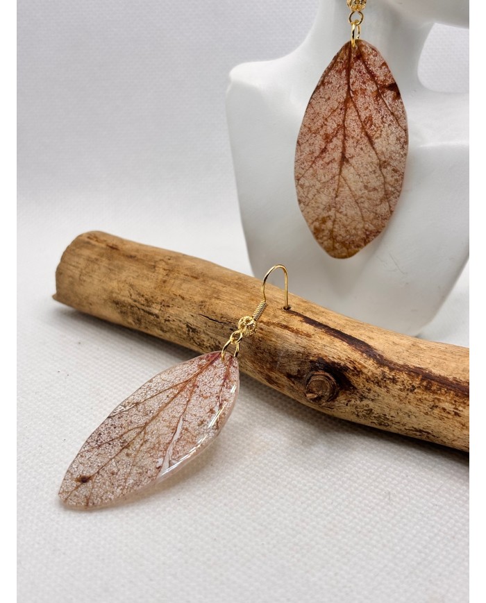 EDICIÓN LIMITADA pendientes artesanos de hoja natural esqueletizada