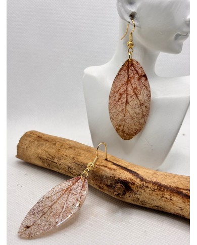 EDICIÓN LIMITADA pendientes artesanos de hoja natural esqueletizada