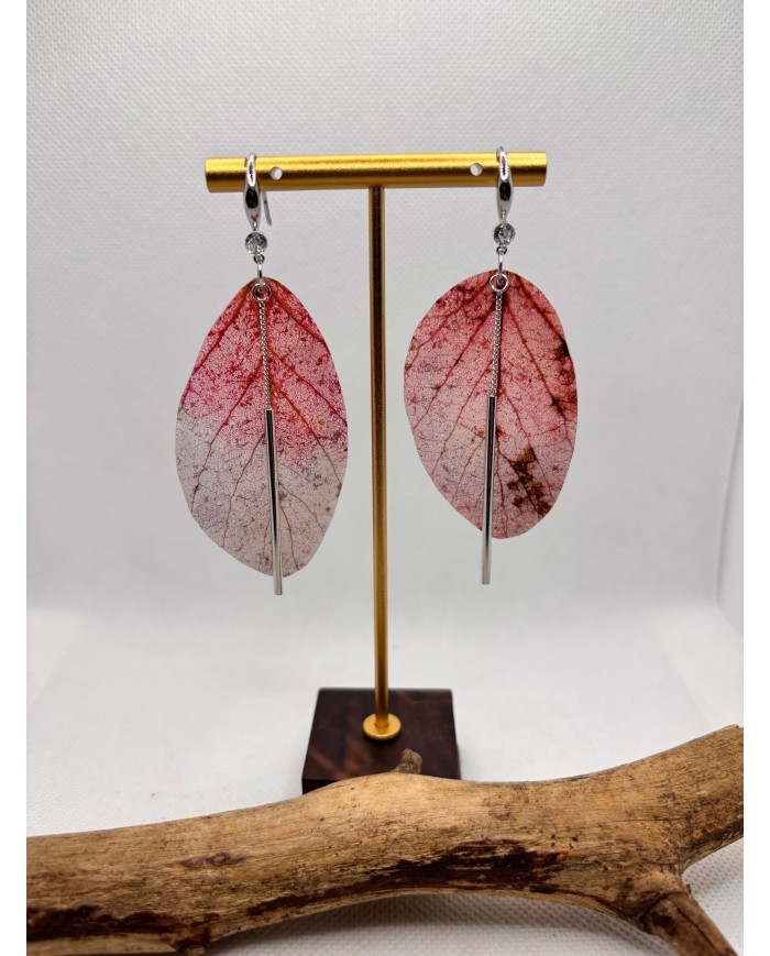 EDICIÓN LIMITADA pendientes artesanos de hoja natural esqueletizada