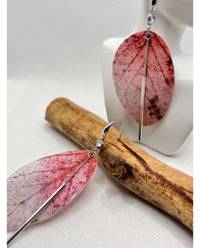 EDICIÓN LIMITADA pendientes artesanos de hoja natural esqueletizada