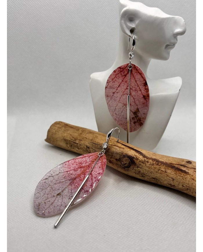 EDICIÓN LIMITADA pendientes artesanos de hoja natural esqueletizada