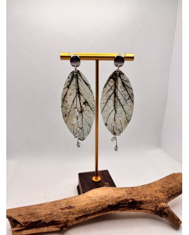 EDICIÓN LIMITADA pendientes artesanos de hoja natural esqueletizada