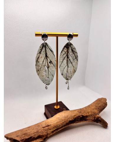 EDICIÓN LIMITADA pendientes artesanos de hoja natural esqueletizada