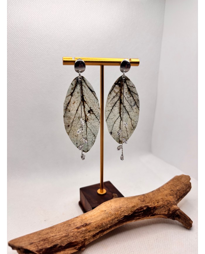 EDICIÓN LIMITADA pendientes artesanos de hoja natural esqueletizada