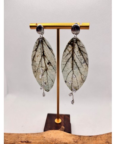 EDICIÓN LIMITADA pendientes artesanos de hoja natural esqueletizada