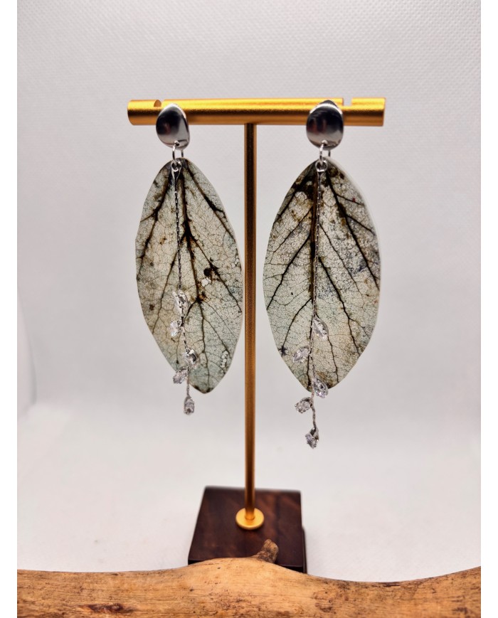 EDICIÓN LIMITADA pendientes artesanos de hoja natural esqueletizada