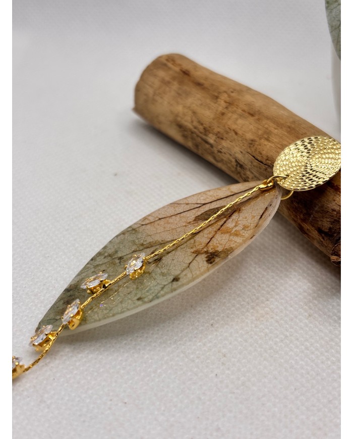 EDICIÓN LIMITADA pendientes artesanos de hoja natural esqueletizada