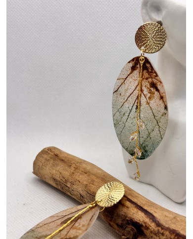 EDICIÓN LIMITADA pendientes artesanos de hoja natural esqueletizada