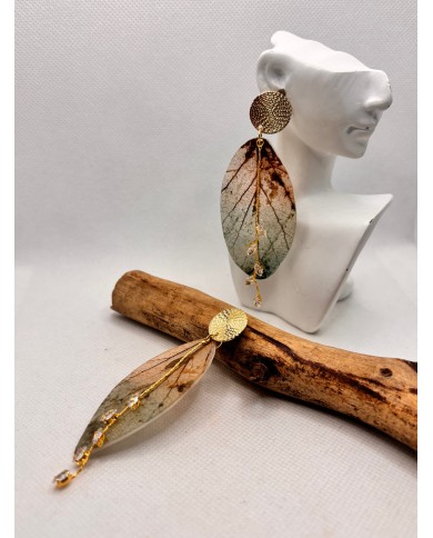 EDICIÓN LIMITADA pendientes artesanos de hoja natural esqueletizada
