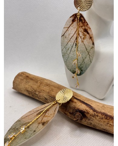 EDICIÓN LIMITADA pendientes artesanos de hoja natural esqueletizada