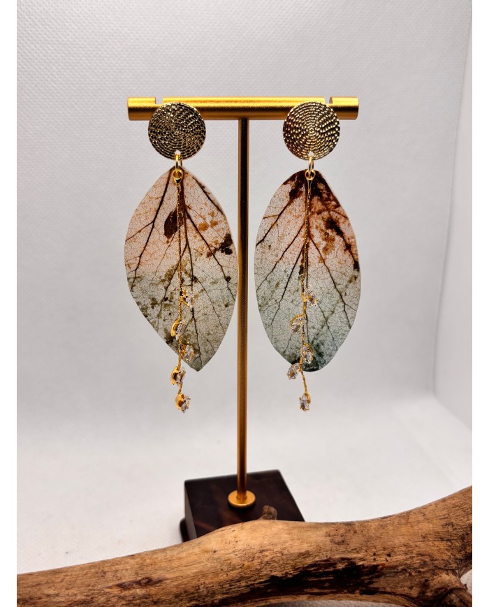 EDICIÓN LIMITADA pendientes artesanos de hoja natural esqueletizada