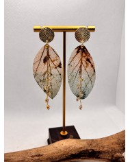 EDICIÓN LIMITADA pendientes artesanos de hoja natural esqueletizada