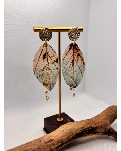 EDICIÓN LIMITADA pendientes artesanos de hoja natural esqueletizada