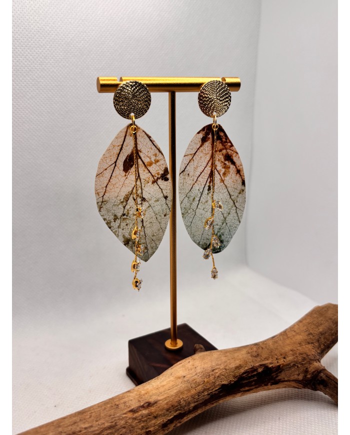 EDICIÓN LIMITADA pendientes artesanos de hoja natural esqueletizada
