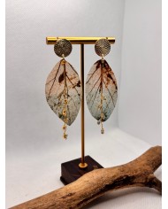 EDICIÓN LIMITADA pendientes artesanos de hoja natural esqueletizada