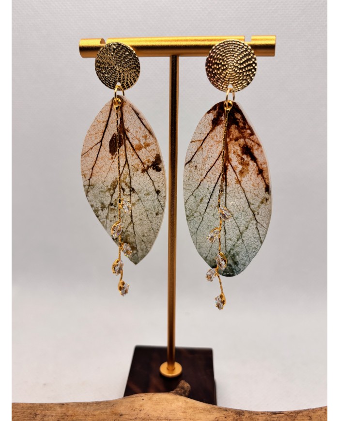 EDICIÓN LIMITADA pendientes artesanos de hoja natural esqueletizada