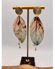 EDICIÓN LIMITADA pendientes artesanos de hoja natural esqueletizada