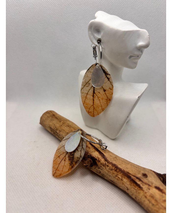 EDICIÓN LIMITADA pendientes artesanos de hoja natural esqueletizada