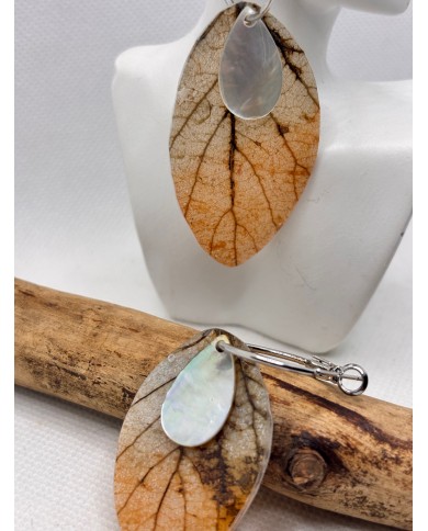 EDICIÓN LIMITADA pendientes artesanos de hoja natural esqueletizada