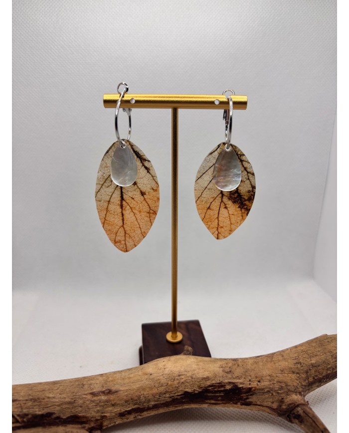EDICIÓN LIMITADA pendientes artesanos de hoja natural esqueletizada