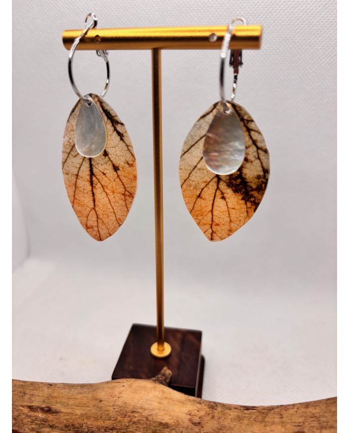 EDICIÓN LIMITADA pendientes artesanos de hoja natural esqueletizada